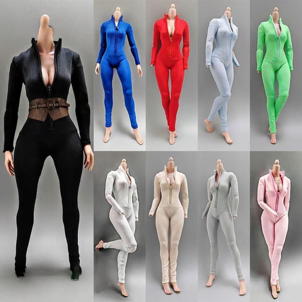 1:6 scale action figures Jumpsuit Handmade miniature doll accessory Black