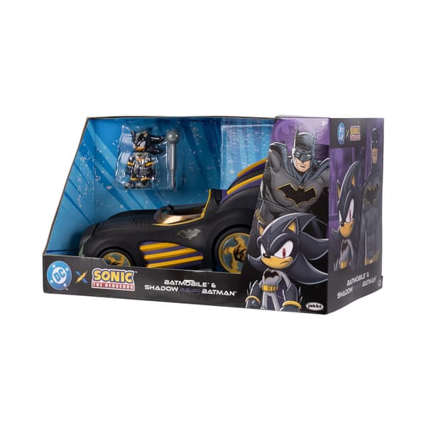 Batman and Batmobile Figurine, 6 cm, Sonic Shadow, for Children, Interactive Vehicle