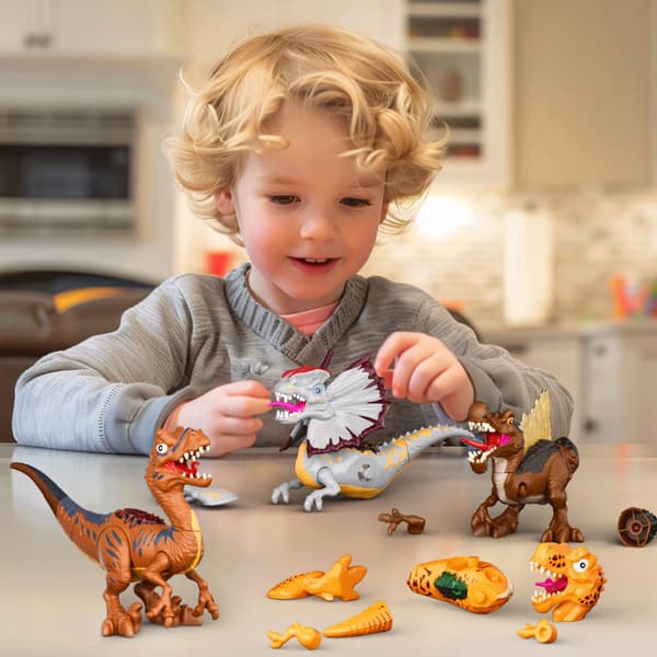 Dinosaur Figures – Set of 4. Articulated Joints for Assembly