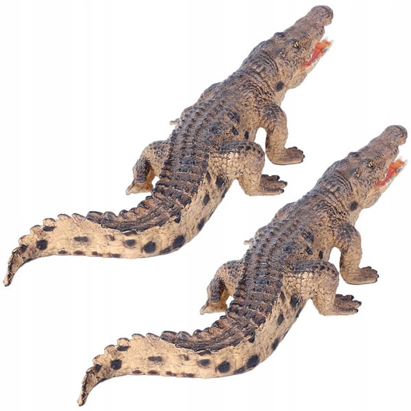 2 PLASTIC CROCODILE FIGURINES, DECORATIVE MODEL