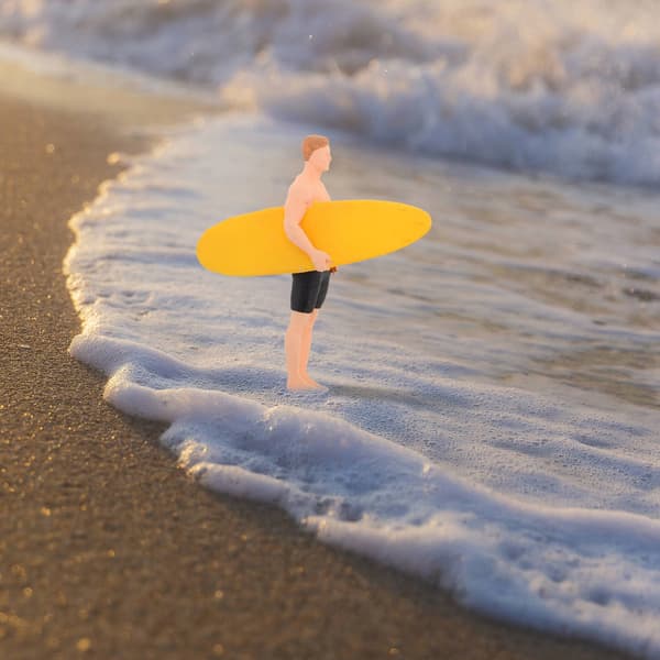 MINIATURE BEACH SURFER FIGURINES FOR DECORATING DOLLHOUSES