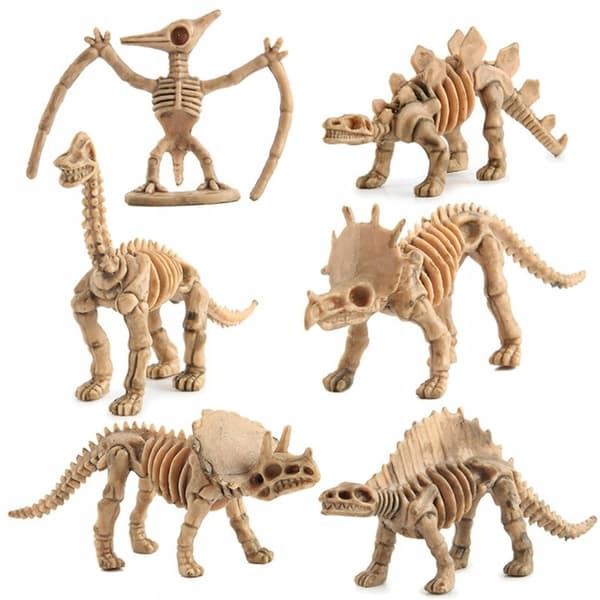Set of 12 plastic dinosaur skeletons