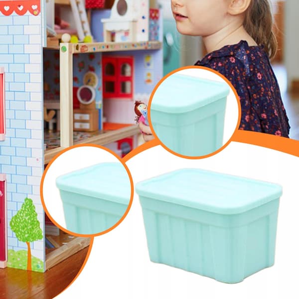 Doll Miniature Mini Organiser Box Stackable Storage Container Model Green