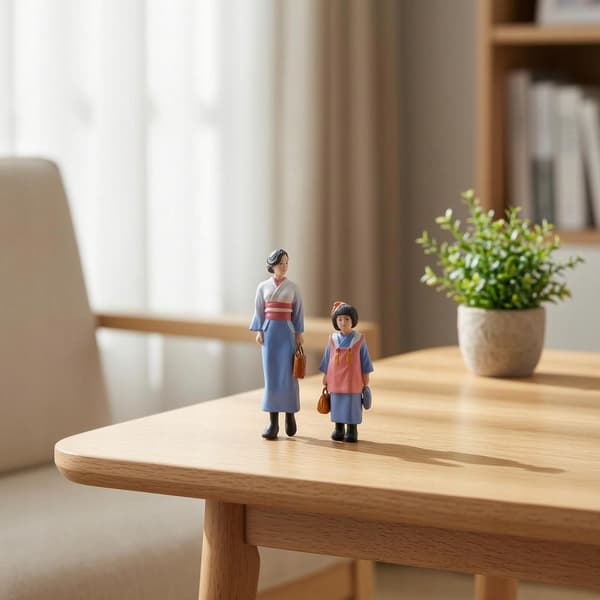 2 mother-and-daughter figurines. Based on a 1:64 scale model