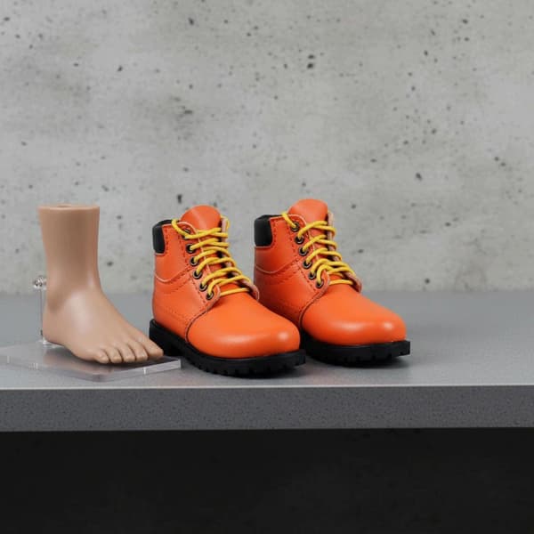 1:6 scale combat boots, high-top style 1:6 scale boots, handmade, light green
