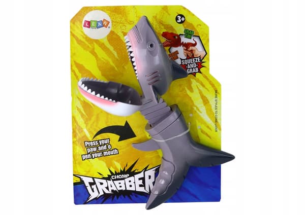INTERACTIVE SHARK TOY – PISTOL, BITE-TOY FISH, SPRING, GREY