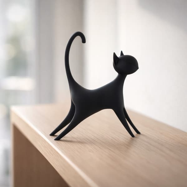 DECORATIVE FIGURINE: MINIMALIST CAT STRETCHING – MANY COLOURS