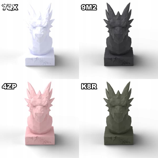 LOW-POLY DRAGON FIGURINE – DECORATIVE BUST ON A BASE – MANY COLOURS AVAILABLE