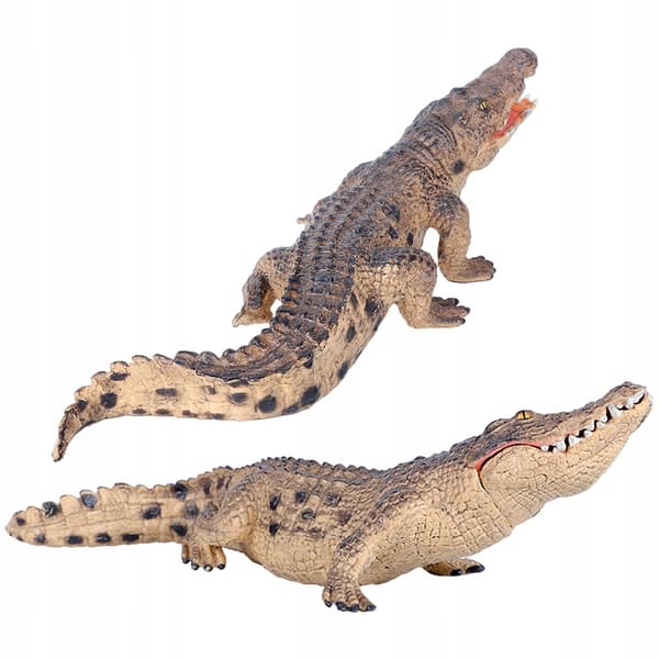 2 PLASTIC CROCODILE FIGURINES, DECORATIVE MODEL