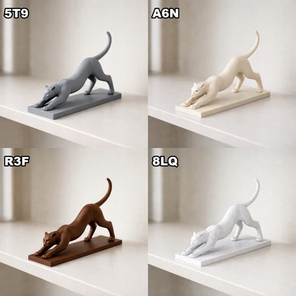 STRETCHING PANTHER FIGURINE ON A BASE – DECORATIVE, MULTICOLOURED