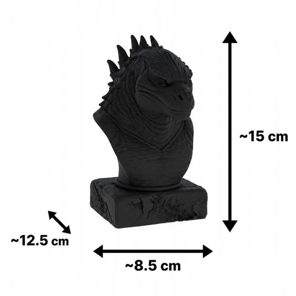 DECORATIVE FIGURINE: GODZILLA BUST ON A PEDESTAL – MANY COLOURS AVAILABLE