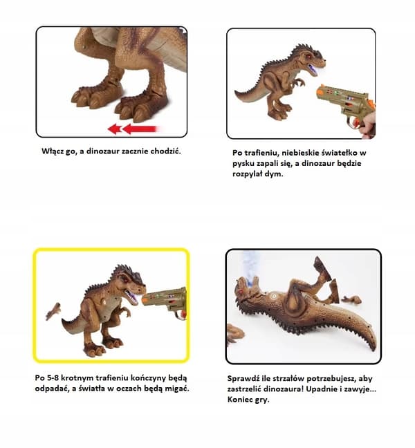 INTERACTIVE T-REX DINOSAUR WITH SMOKE, LIGHTS AND SOUNDS – LASER GUN
