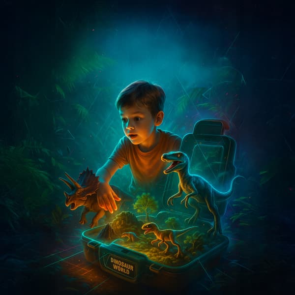 DINOSAURS – LARGE ARCHAEOLOGIST’S SET: XXL FIGURES, EGGS, VOLCANO, SUITCASE AND BACKPACK