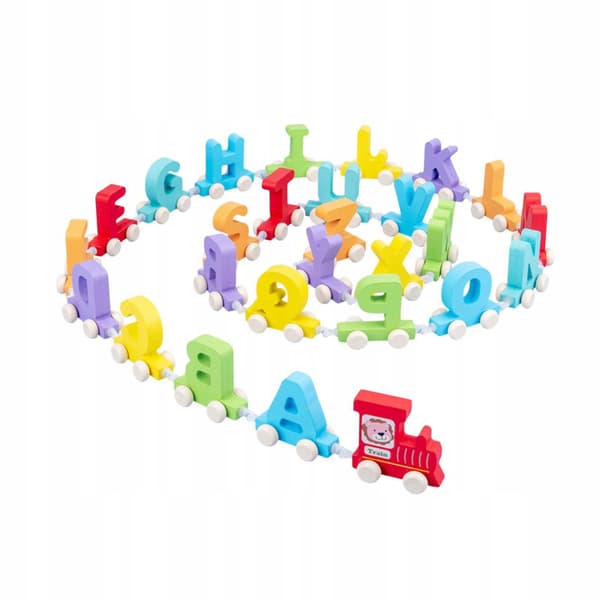 Alfabety wooden train set for developing hand-eye coordination in young children