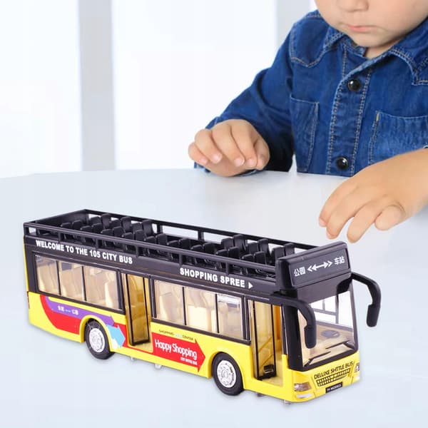 Diecast Bus Toy Simulation Alloy Ornaments Transit Bus Simulation Yellow