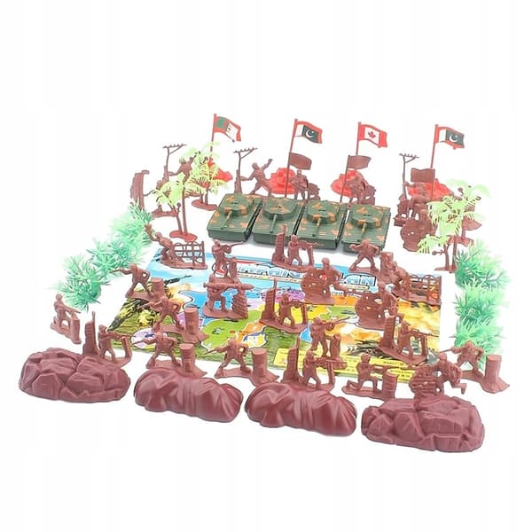 52x Soldier Figures / 4 Red Flags Play Set