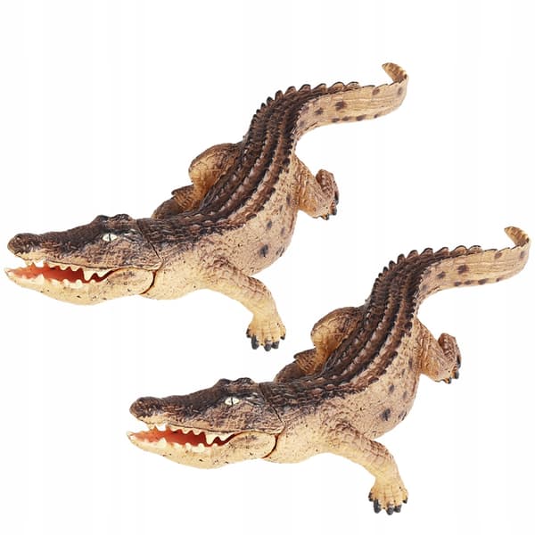2 PLASTIC CROCODILE FIGURINES, DECORATIVE MODEL