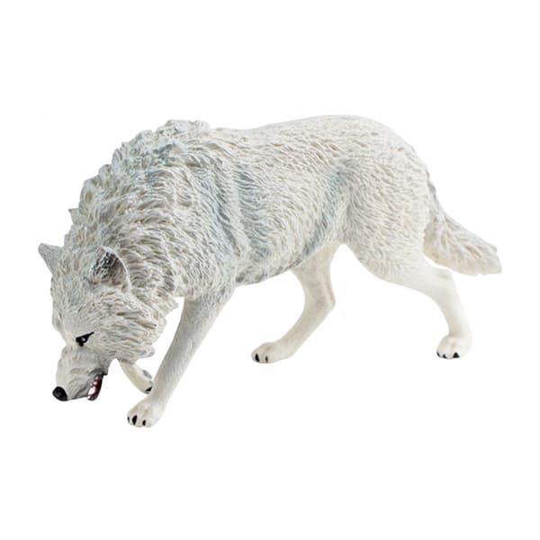 Mini Wolf Figurine – Desk Ornament – Hand-Painted Craft Model – White