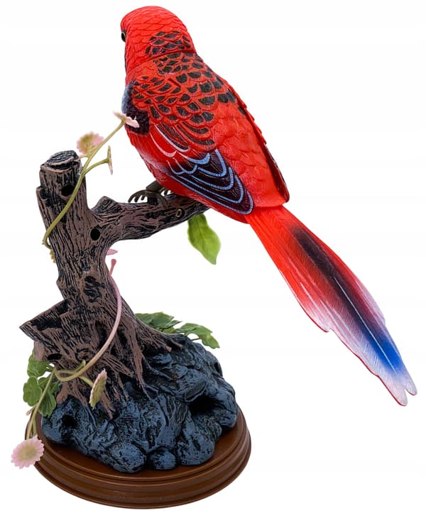 A chirping, moving little bird. An interactive bird. A budgie. With sound