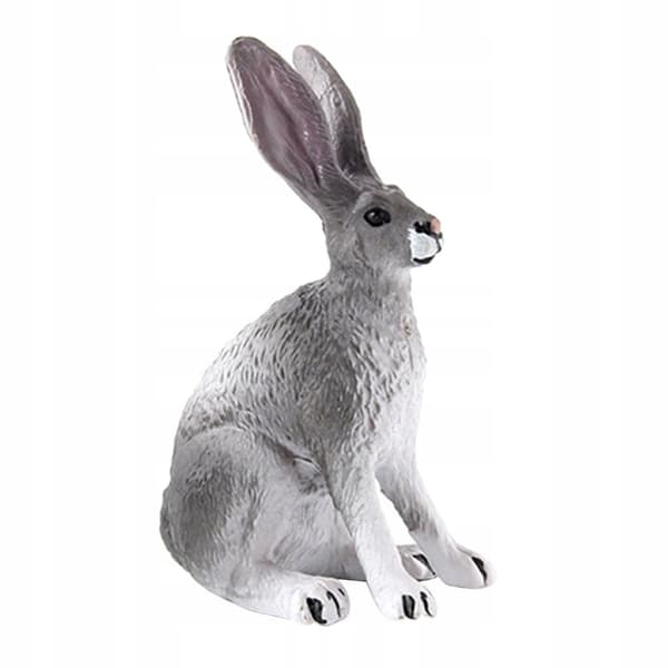 Realistic Forest Animals: Pet Rabbit Action Figures – Grey Crouching Rabbit