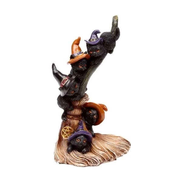 Puckator figurine: Black cats on a witch’s broomstick