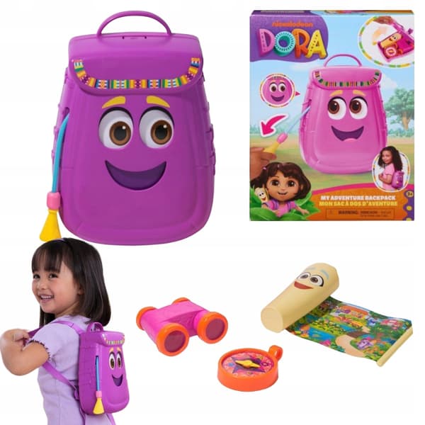 DORA AND FRIENDS BACKPACK SET: ACCESSORIES, TOY, BINOCULARS, MAP AND COMPASS