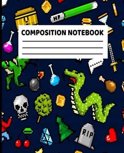 Composition Notebook: Assorted Pixel Theme: Wide-ruled Notebook, Comic No