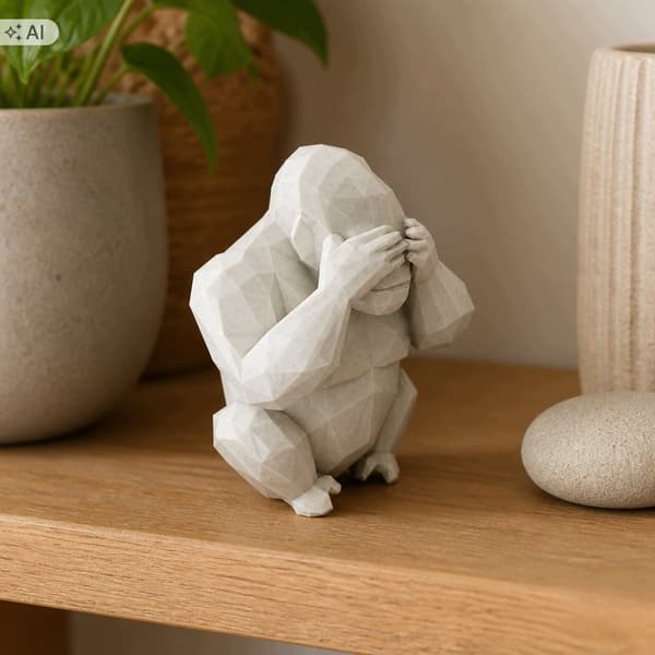 LOW-POLY GORILLA FIGURINE – MODERN SHELF DECORATION – MANY COLOURS