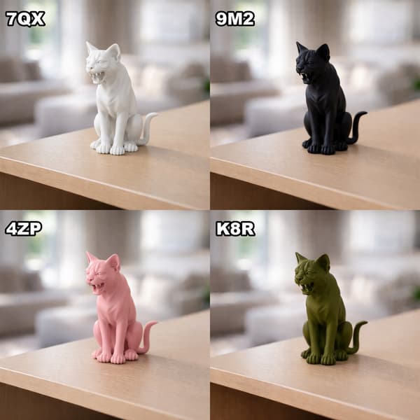 DECORATIVE SITTING CAT FIGURINE – METALLIC FINISH, MANY COLOURS