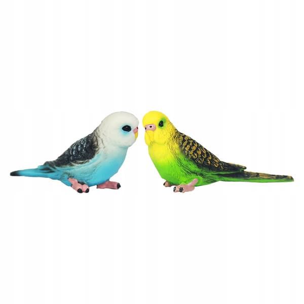 2 COLOURFUL SMALL PARROT FIGURINES – DECORATIONS FOR THE HOME AND OFFICE