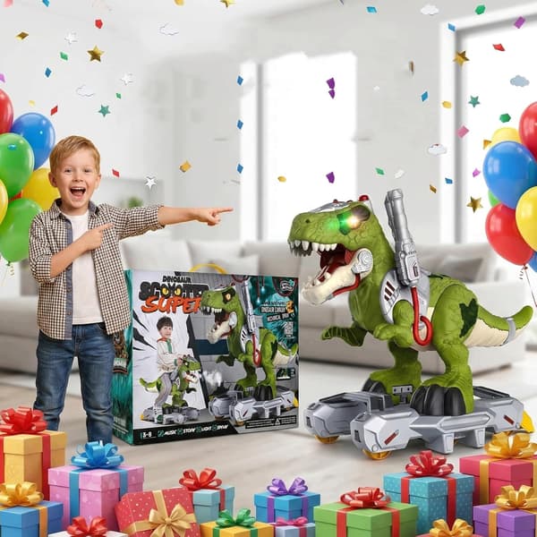 T-Rex for children: large, interactive, steams, walks, roars, lights up