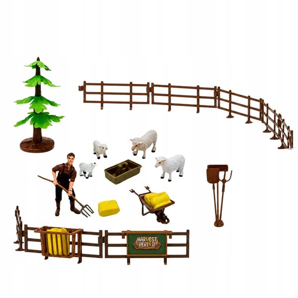 Farm Set with Tractor, Stable, Silage Silos, Animal Figures and Tools 49