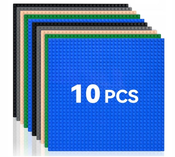 10x CONSTRUCTION PLATES FOR BUILDING BLOCKS, 25.5 x 25.5 cm – BASE PLATE FOR BUILDING BLOCKS