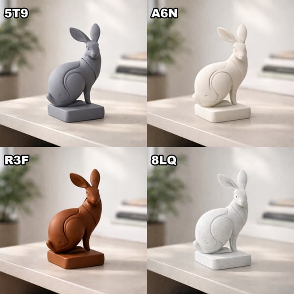 DECORATIVE FIGURINE: RABBIT SITTING ON A STAND – MANY COLOURS