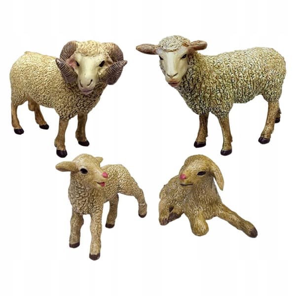 Lifelike Animal Model, educational mini figurines – Miniature Models: 4 sheep
