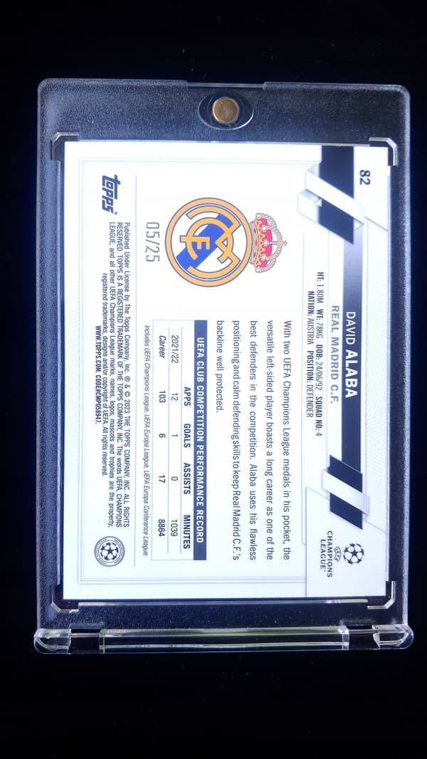 David Alaba Real Madrid Orange Parallel 25 May Topps UCL