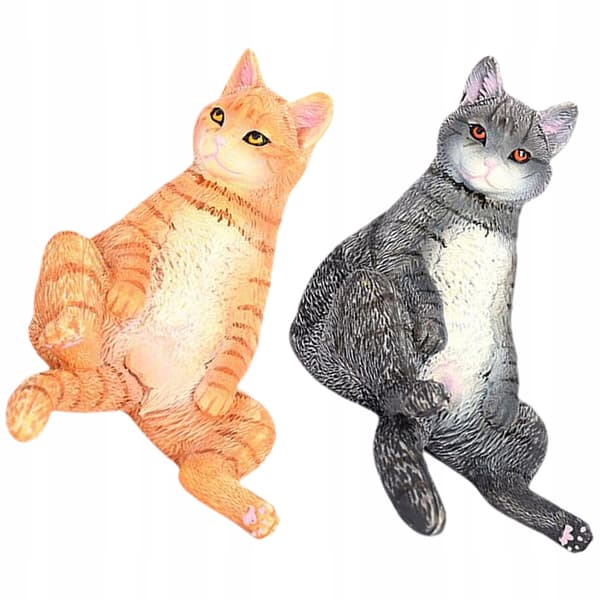 2 COLOURFUL CAT FIGURINES FOR INTERIOR DECORATION