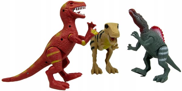 SET OF INTERACTIVE DINOSAUR FIGURINES THAT ROAR – 3 PIECES, 22 CM
