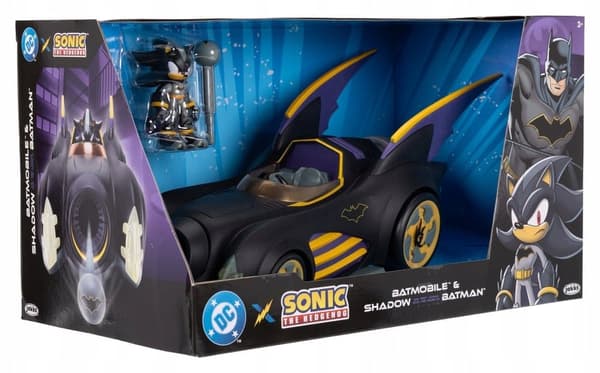 DC x Sonic Action Figure – Sonic the Hedgehog with the Batmobile, 6 cm