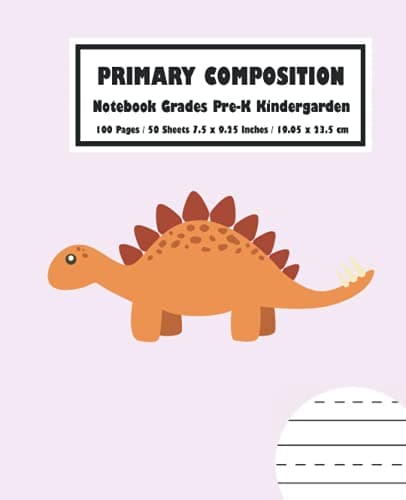 Primary Composition Notebook: Pastel Pink Dinosaurs, Years K–2 | Drawing
