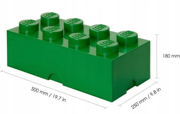 LEGO BRICK CONTAINER, 8-BOX SET, LARGE BRICK, 50 CM, GREEN SORTING BOX