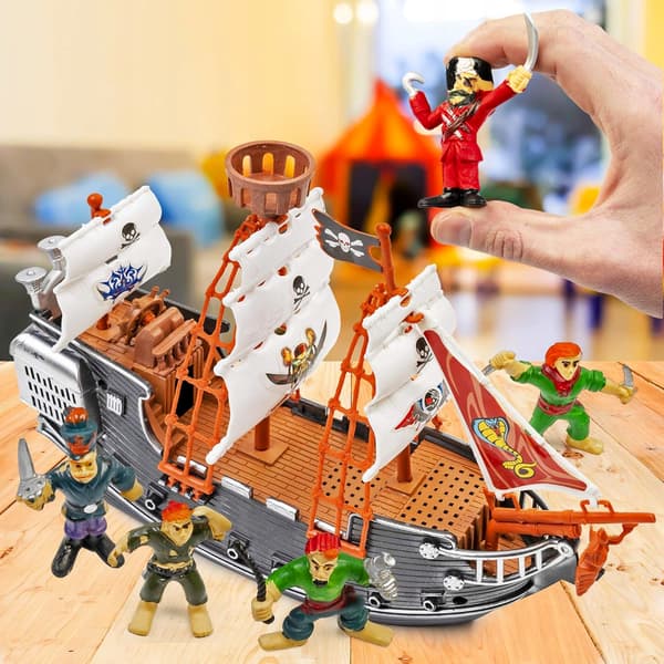 PIRATE SHIP WITH FIGURINES FOR CHILDREN, 27 CM, BATH TOY