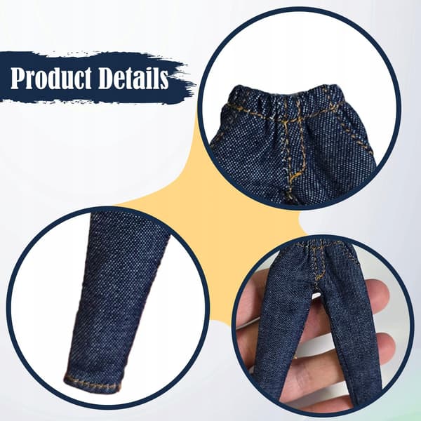 1/12 Action Figure Clothes, Trendy Jeans, Deep Blue