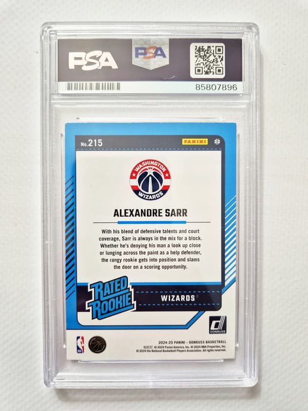 ALEXANDRE SARR AUTOGRAPH 2024–25 RC Donruss 215 PSA/DNA Washington Wizards