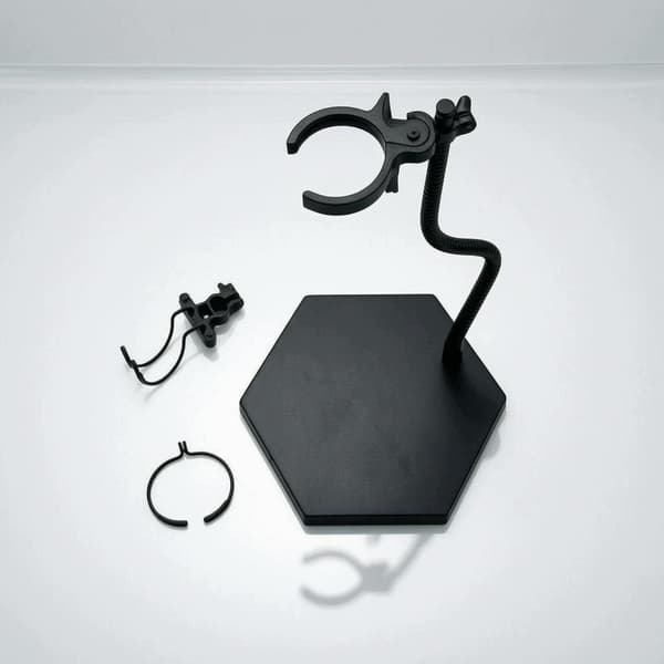 Action figure display stand with a hexagonal base