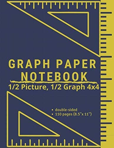 1/2 Picture, 1/2 Graph 4x4 squares Composition Notebook: 110 pages (8.5 i