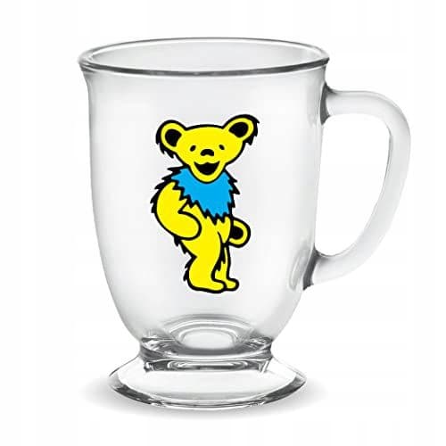 GRATEFUL DEAD: GRATEFUL DEAD YELLOW DANCING BEAR 16OZ GLASS CAFE MUG