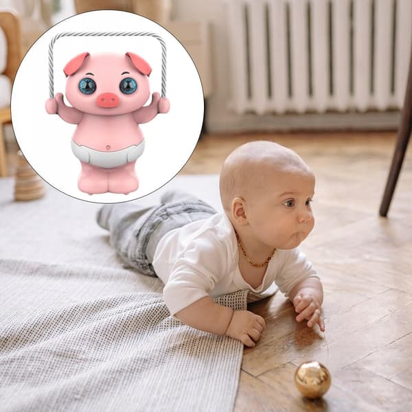 A charming toy with a skipping rope for pets, featuring a 360-degree flip function and a light- and sound-emitting pig