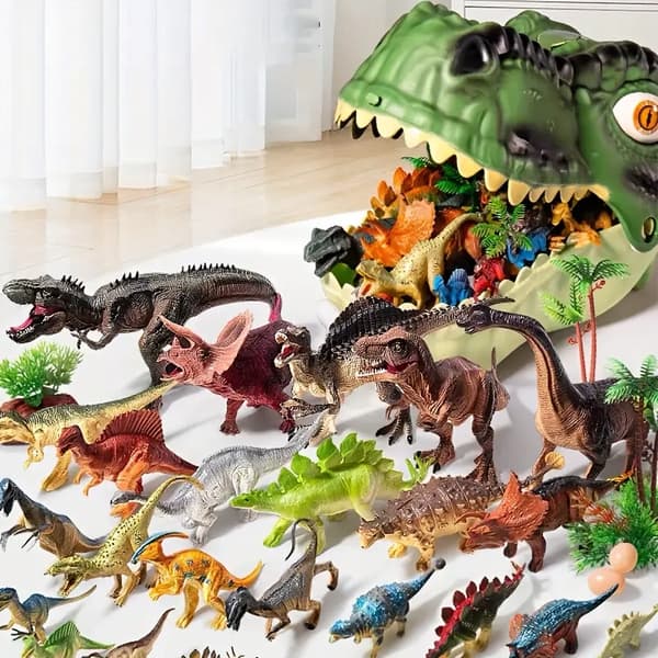DINOSAURS – LARGE SET: T-REX DINOSAUR FIGURES – Dino Park – SUITCASE