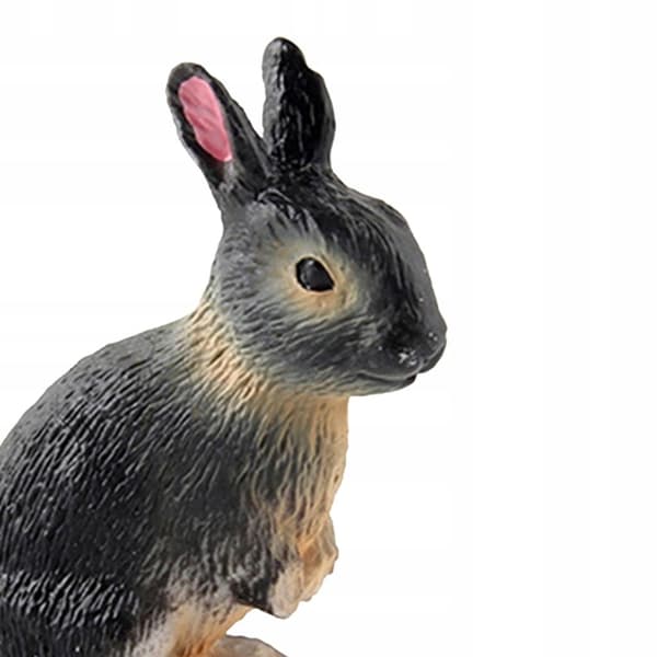 Realistic forest animals: Pet Rabbit Action figurines – black and yellow, crouching